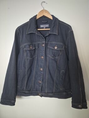 Reitmans Jeans Plus Size 16 Dark Wash Denim Jacket Women's Button Front